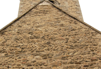 Herringbone work in the south wall of the south transept June 2009